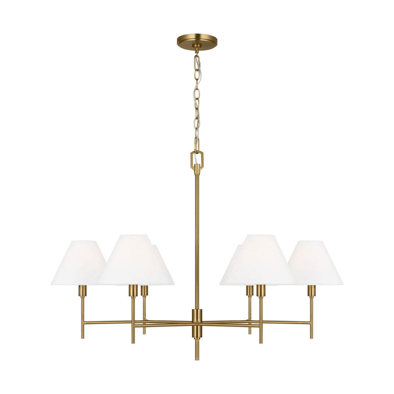 Ridgewood Large 6-Light Chandelier in Burnished Brass