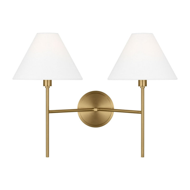 Ridgewood Medium 2-Light Wall Sconce in Burnished Brass