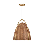 Norman Large Wicker Pendant in Satin Brass