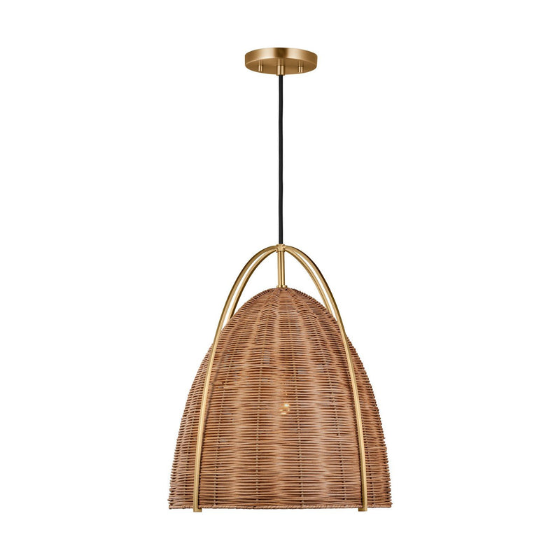 Norman Large Wicker Pendant in Satin Brass