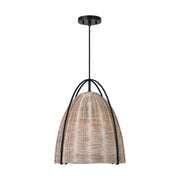 Norman Large Wicker Pendant in Midnight Black