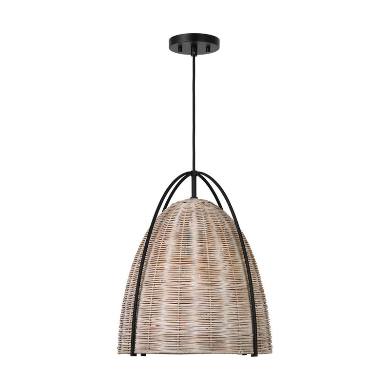 Norman Large Wicker Pendant in Midnight Black