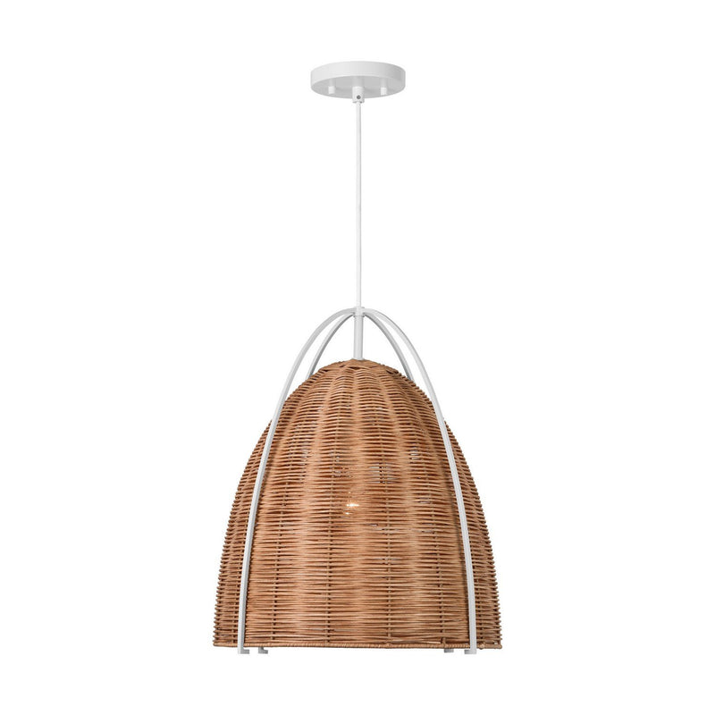 Norman Large Wicker Pendant in Matte White