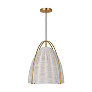 Norman Large Wicker Pendant in Satin Brass