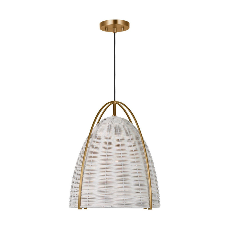 Norman Large Wicker Pendant in Satin Brass