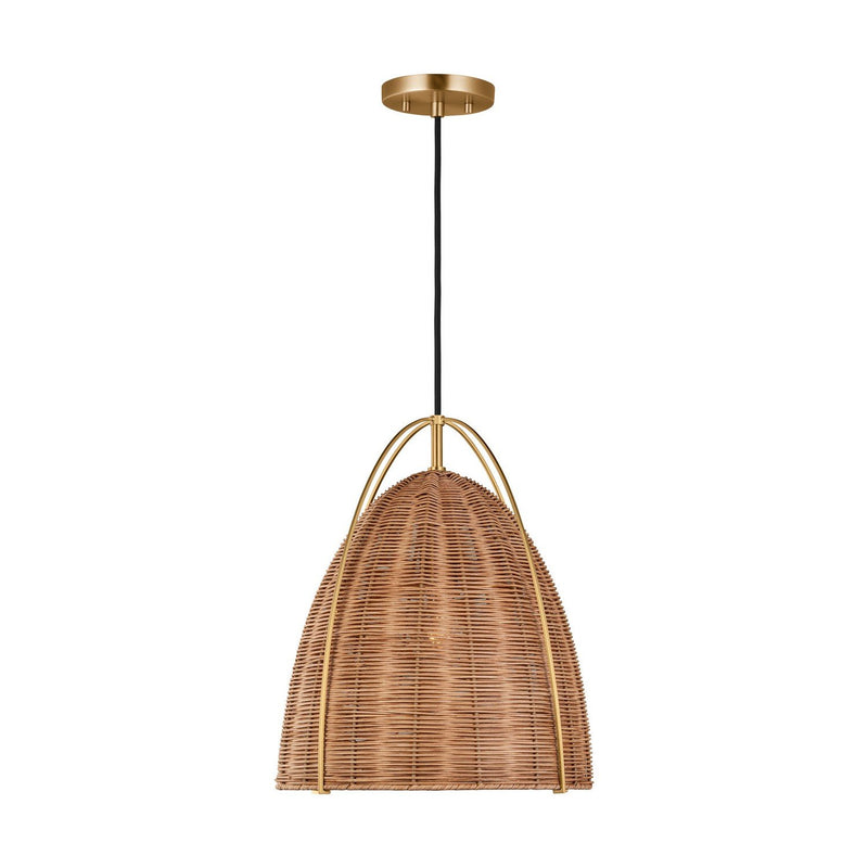 Norman Medium Wicker Pendant in Satin Brass