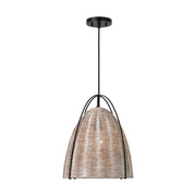 Norman Medium Wicker Pendant in Midnight Black