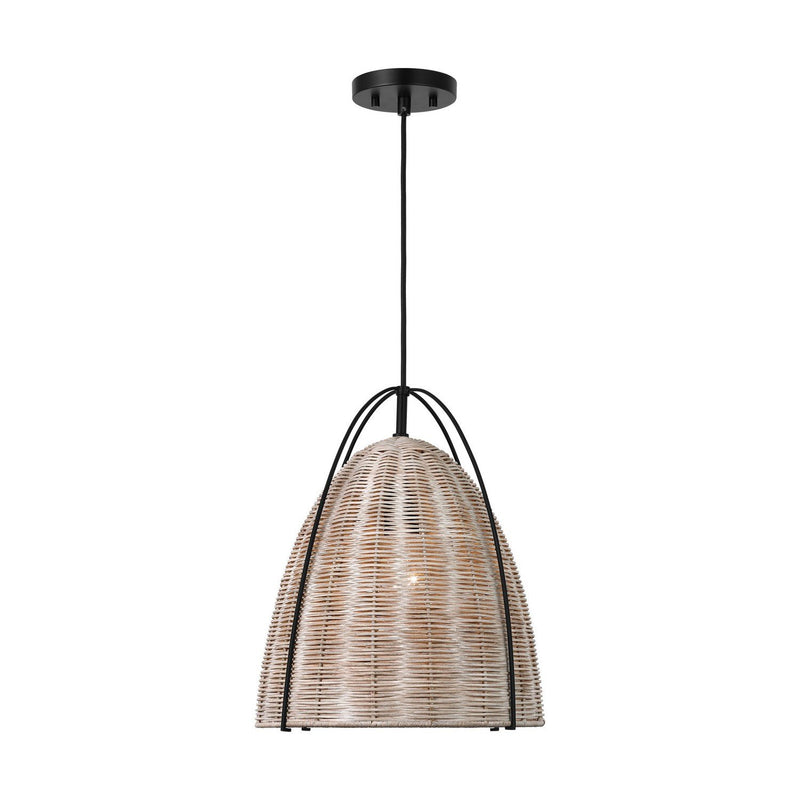 Norman Medium Wicker Pendant in Midnight Black