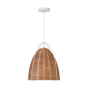 Norman Medium Wicker Pendant in Matte White
