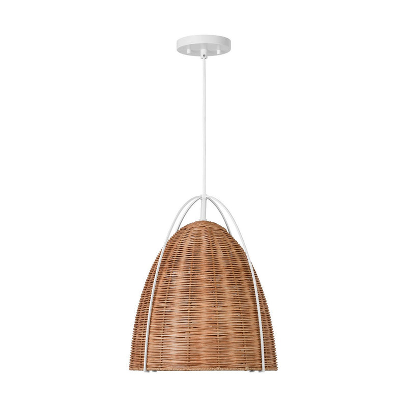 Norman Medium Wicker Pendant in Matte White