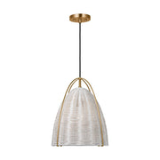 Norman Medium Wicker Pendant in Satin Brass