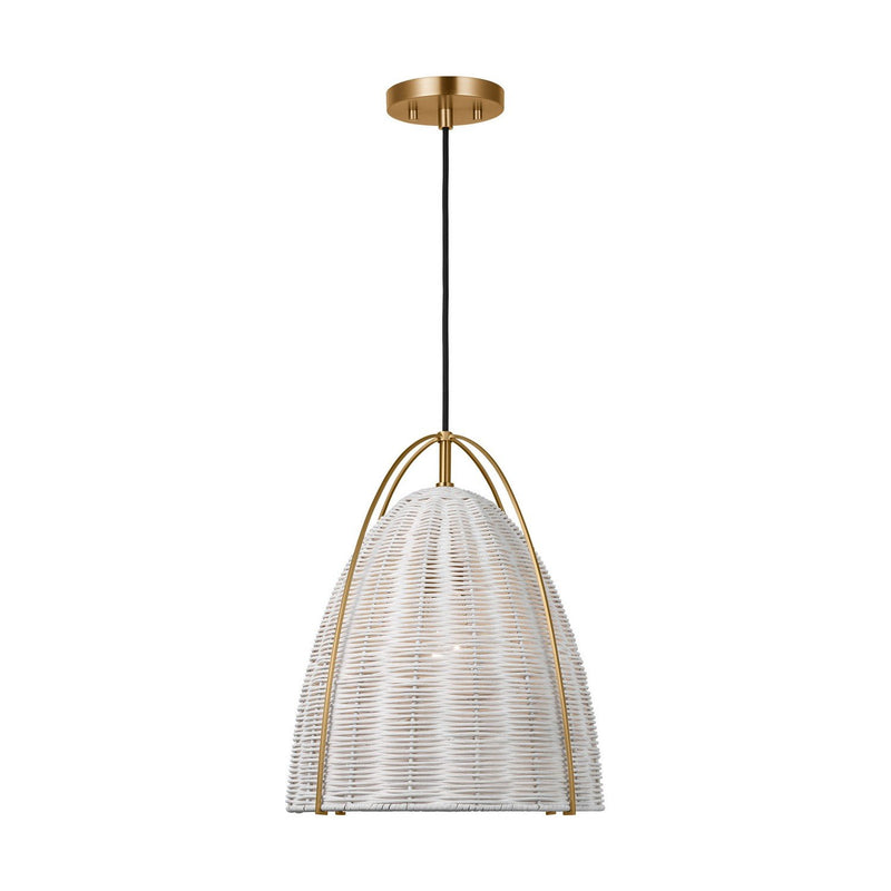 Norman Medium Wicker Pendant in Satin Brass