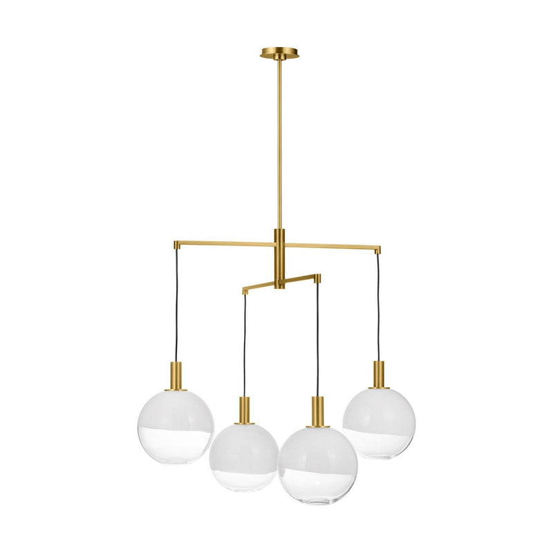 Torian Large 4-Light Chandelier in Burnished Brass