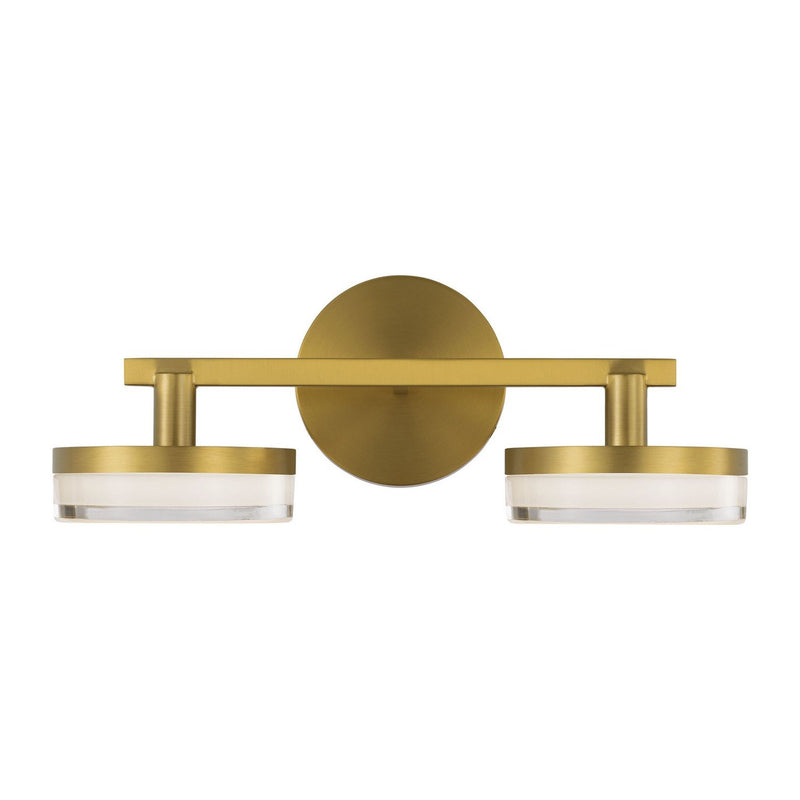 Khan 2-Light Bath Vanity Light in Burnished Brass