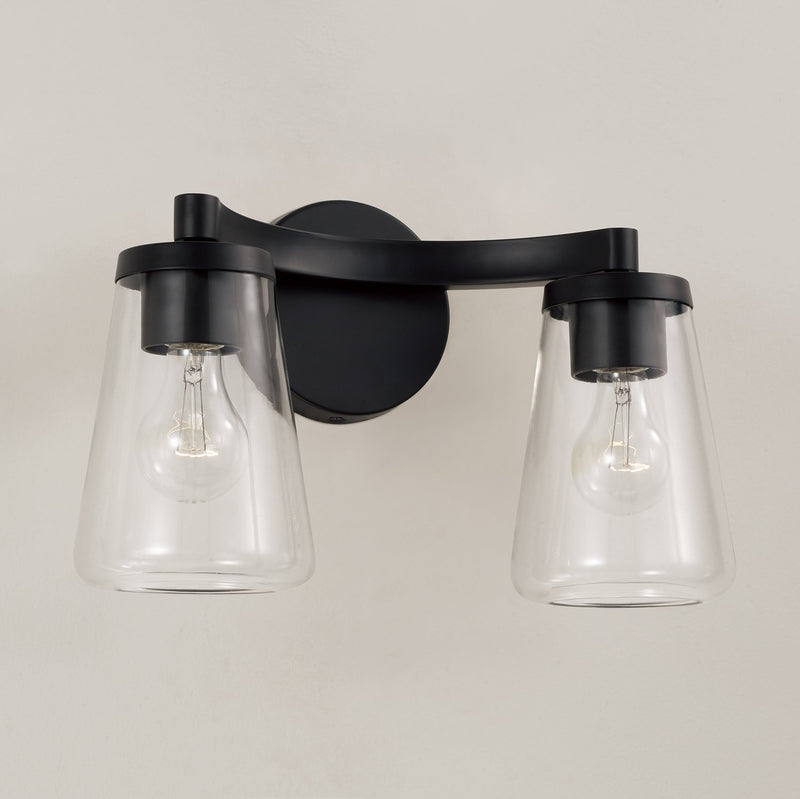 Aaron 2-Light Bath Vanity Light in Matte Black