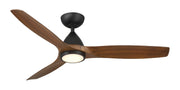 Skylark 54" Outdoor Ceiling Fan with Light in Matte Black / Distressed Koa