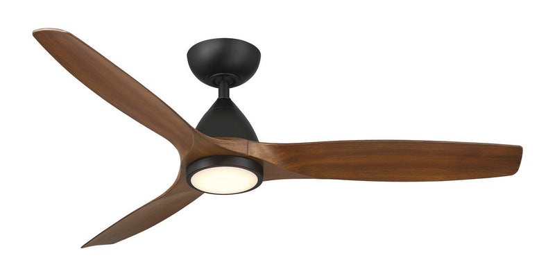 Skylark 54" Outdoor Ceiling Fan with Light in Matte Black / Distressed Koa