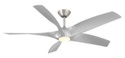 Zephyr 5 62" Outdoor Ceiling Fan with Light in Brushed Nickel / Silver