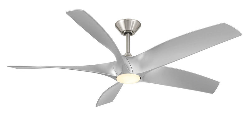 Zephyr 5 62" Outdoor Ceiling Fan with Light in Brushed Nickel / Silver