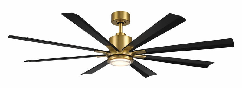 Size Matters 65" Outdoor Ceiling Fan in Soft Brass / Matte Black