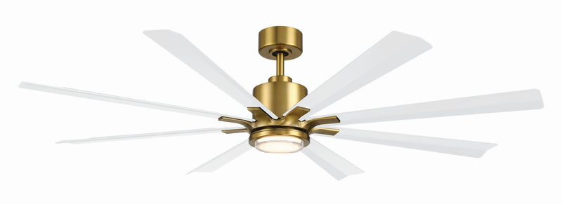 Size Matters 65" Outdoor Ceiling Fan in Soft Brass / Matte White
