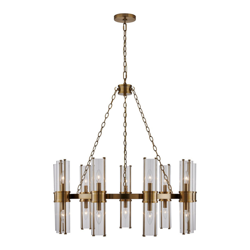 Duet 18-Light Chandelier in Vintage Brass