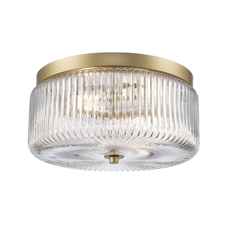Quartz Quarters 2-Light 11.75" Flush Mount in Antique Gold