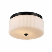 Quartz Quarters 2-Light 11.75" Flush Mount in Black / Frosted