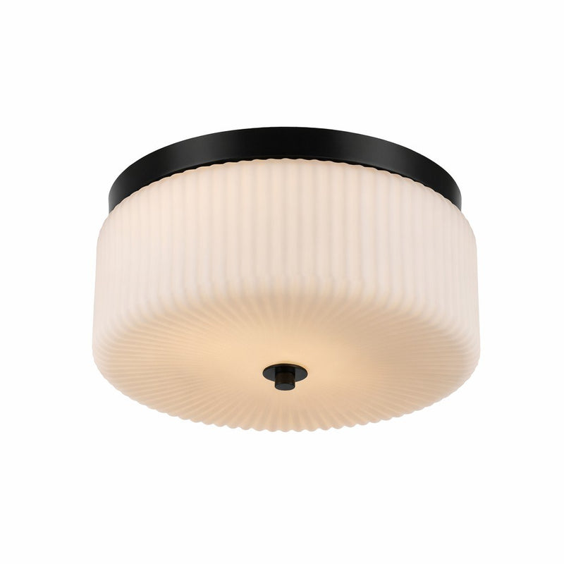 Quartz Quarters 2-Light 11.75" Flush Mount in Black / Frosted