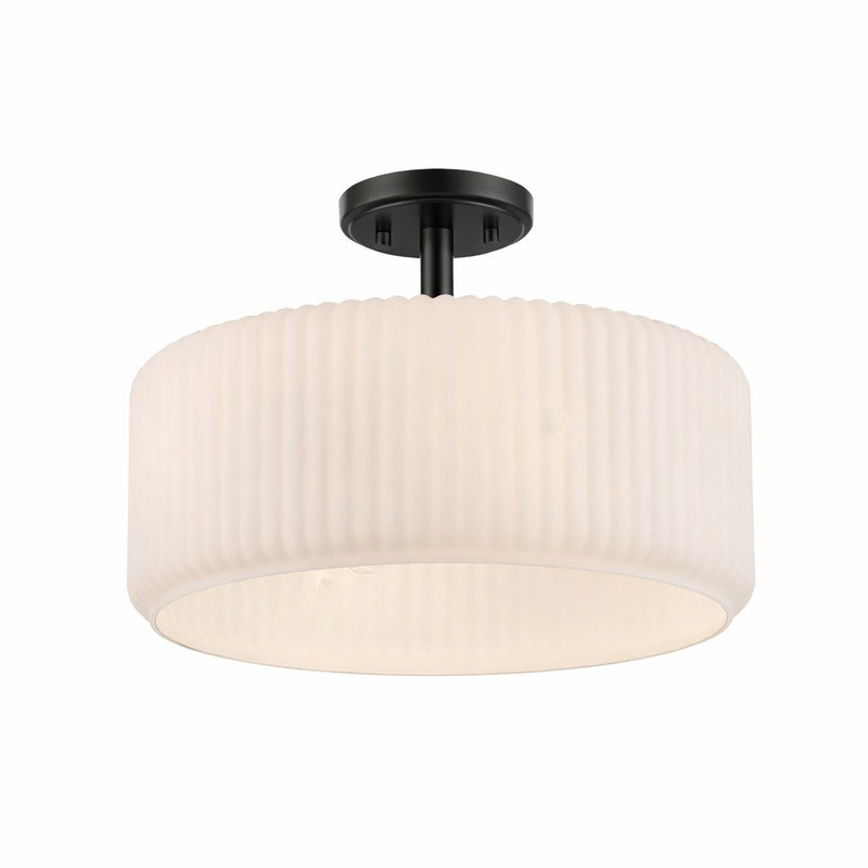 Quartz Quarters 4-Light 15.75" Semi-Flush Mount in Black / Frosted