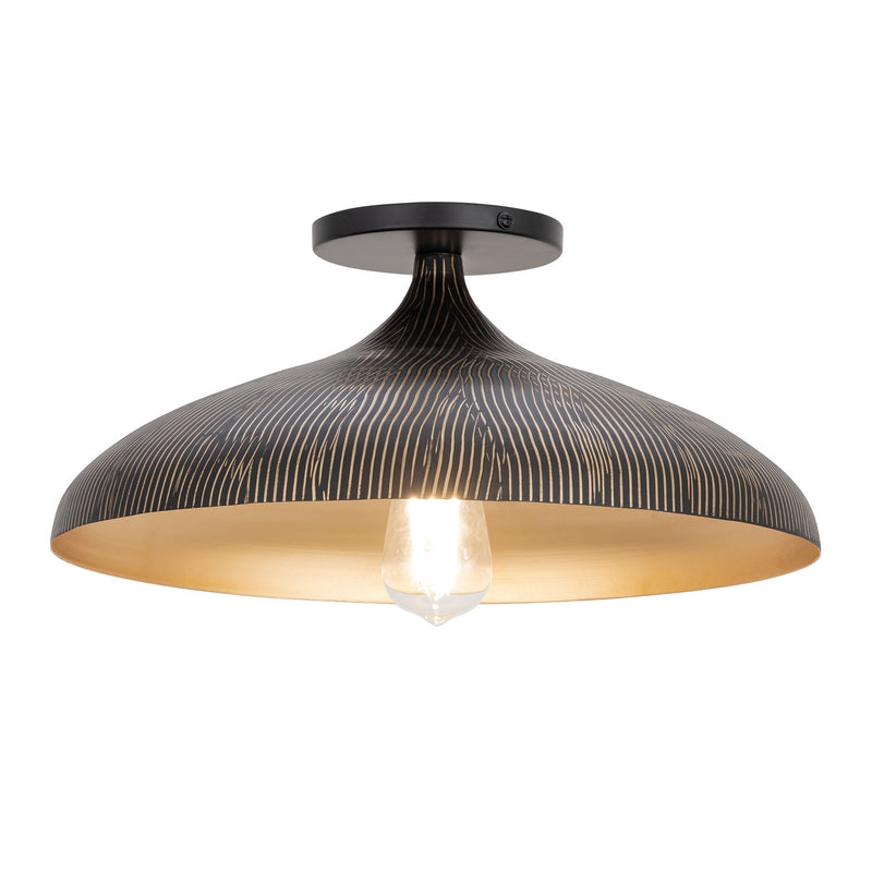 Fleur One Light Flush Mount in Black / Gold