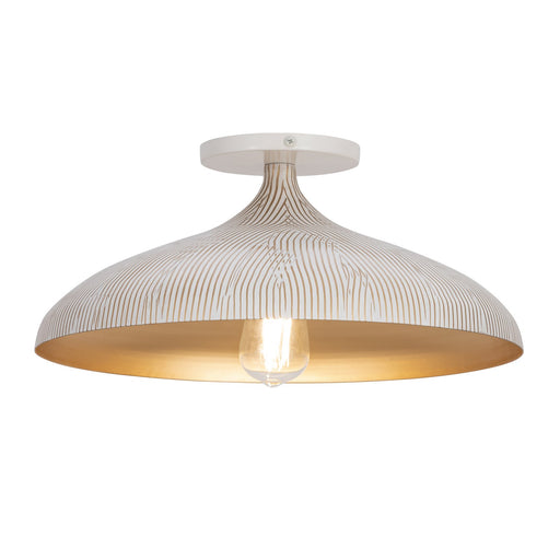 Fleur One Light Flush Mount in White/Gold
