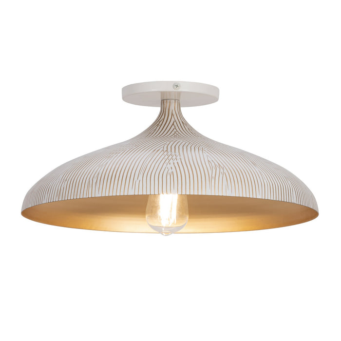 Fleur One Light Flush Mount in White/Gold