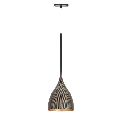 Fleur One Light Mini Pendant in Black / Gold