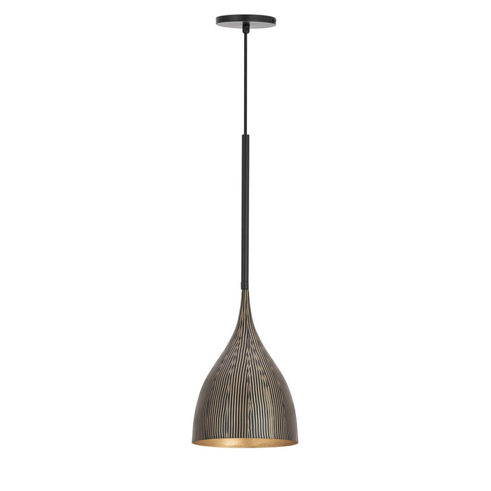Fleur One Light Mini Pendant in Black / Gold