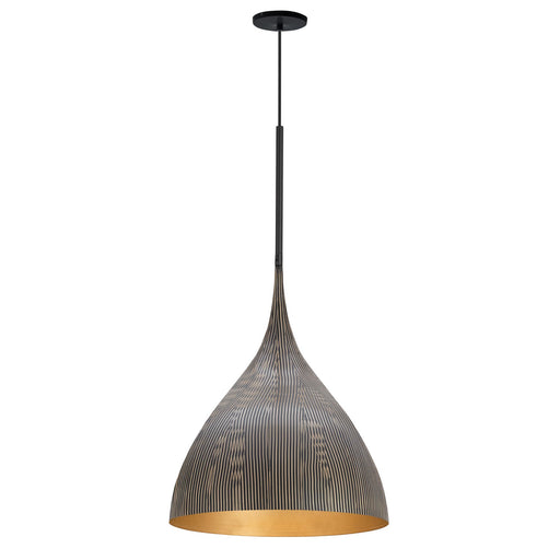 Fleur One Light Pendant in Black / Gold