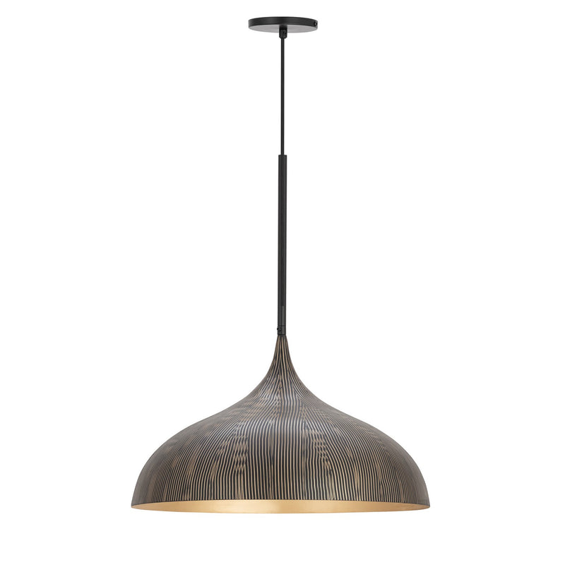 Fleur One Light Pendant in Black / Gold