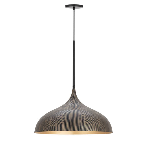 Fleur One Light Pendant in Black / Gold