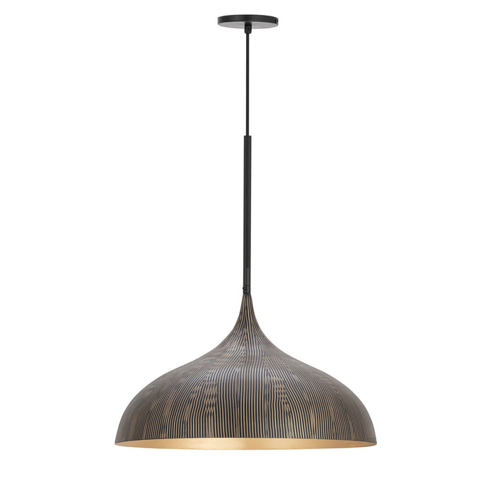 Fleur One Light Pendant in Black / Gold