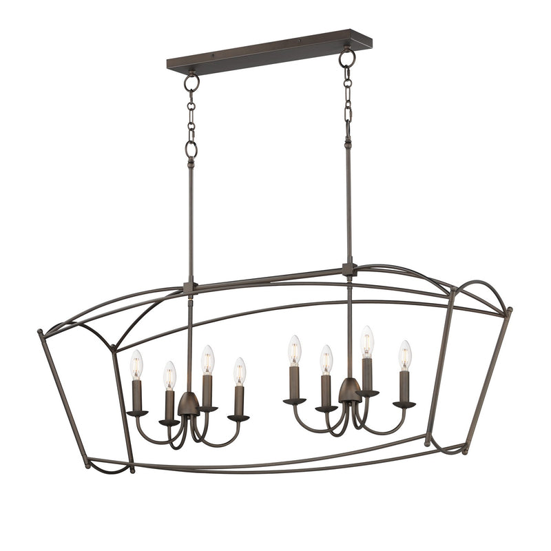 Plumette Eight Light Linear Pendant in Chestnut Bronze