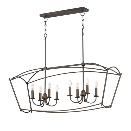 Plumette Eight Light Linear Pendant in Chestnut Bronze