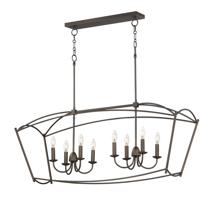 Plumette Eight Light Linear Pendant in Chestnut Bronze