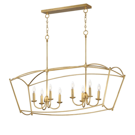 Plumette Eight Light Linear Pendant in Gold Leaf
