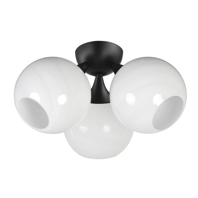 Neve Three Light Semi Flush Mount in Black
