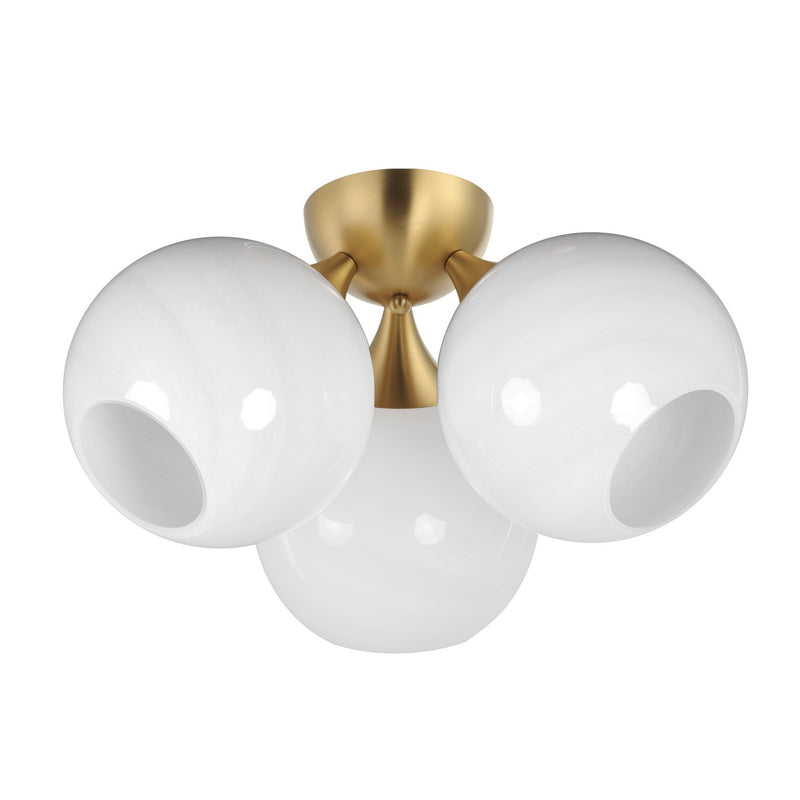 Neve Three Light Semi Flush Mount in Natural Aged Brass