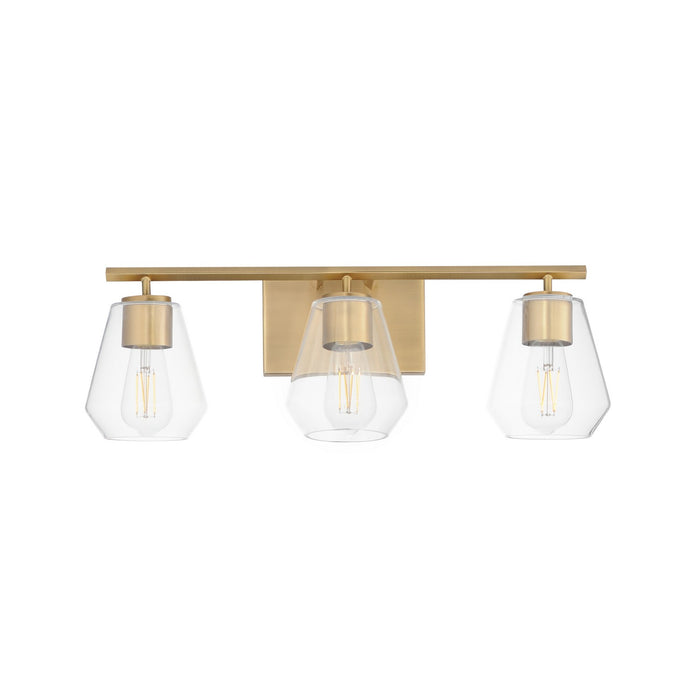 Geode Three Light Bath Vanity in Natural Aged Brass