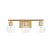 Geode Three Light Bath Vanity in Natural Aged Brass