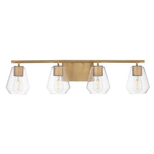 Geode Four Light Bath Vanity in Natural Aged Brass
