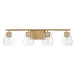 Geode Four Light Bath Vanity in Natural Aged Brass