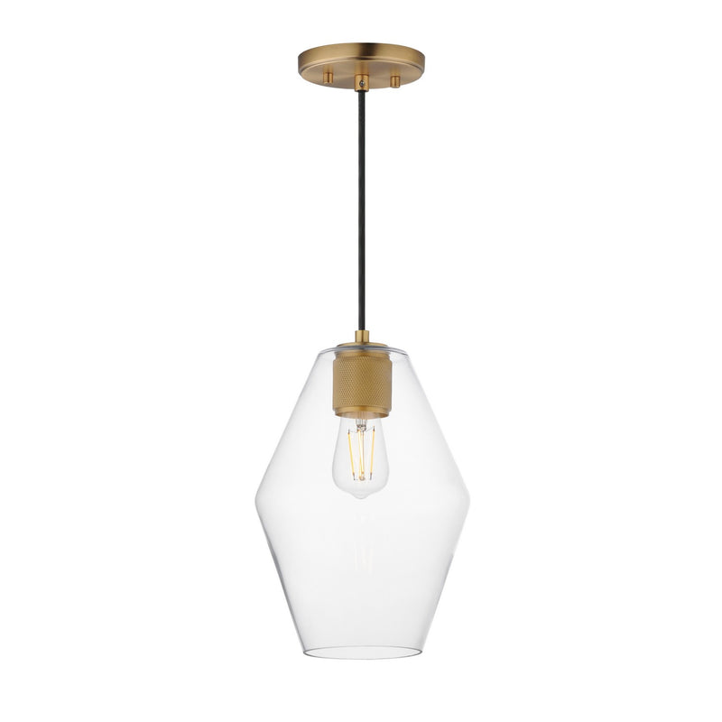 Geode One Light Mini Pendant in Natural Aged Brass
